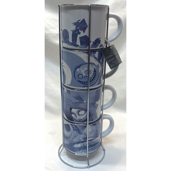 Disney's Nightmare before Christmas, 4 Stacking Mugs in holder - Picture 1 of 7